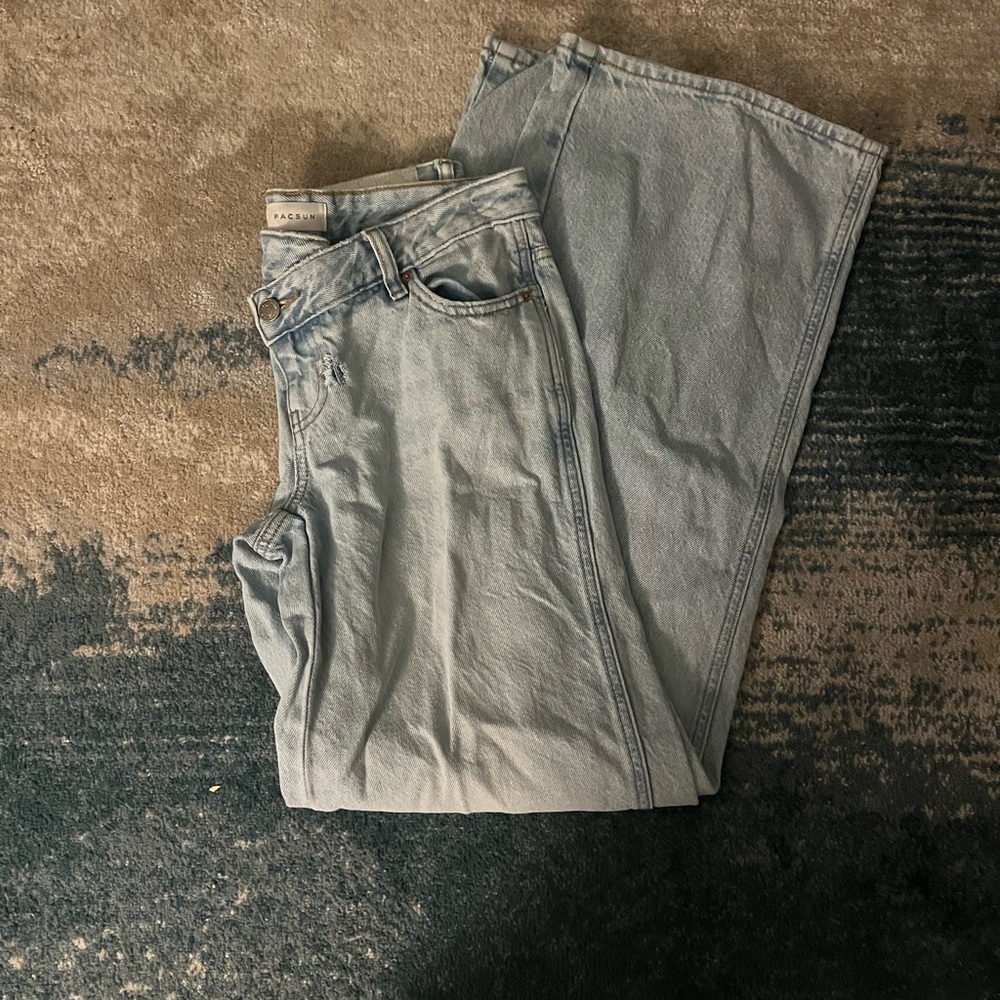 PacSun Light Blue Asymmetrical Baggy Jeans 24